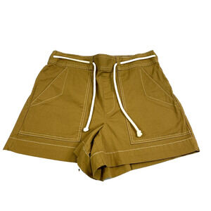 Free Assemby Shorts Womens Large Brown Elastic Waist Rope Tie Slash Pockets